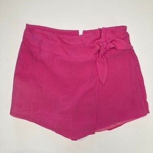 Womens Faux Wrap Skort Bow Tie Detail High Rise Split Waist Barbiecore Skort